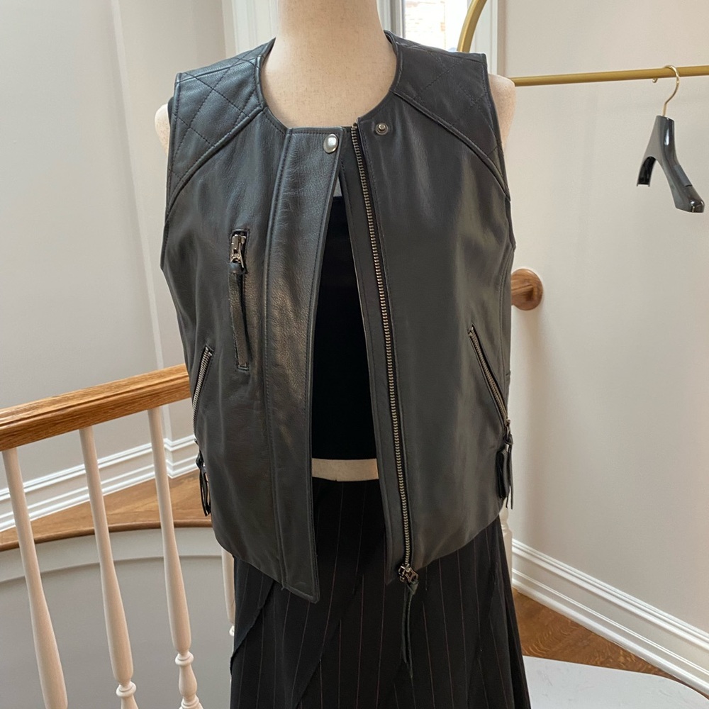 Madewell Black Leather Vest